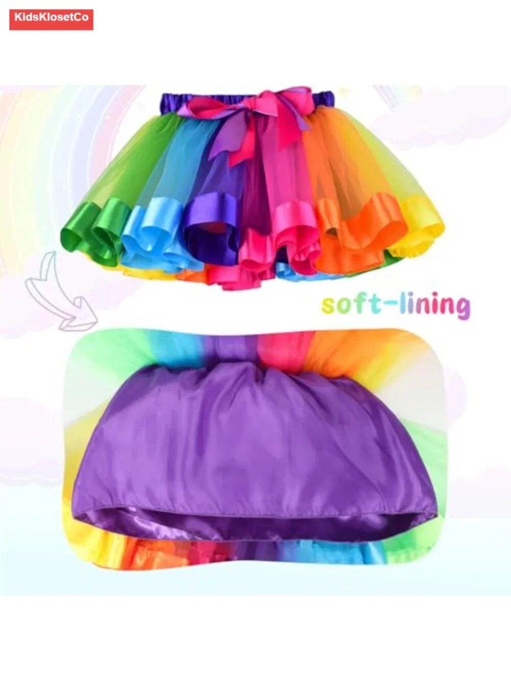 Girls Rainbow Tutu Skirt Set with Hair Bows and Sash Costume